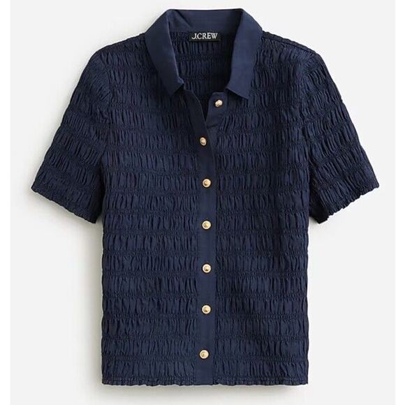 J. Crew Tops - J.CREW Smocked Button-up Shirt Short Sleeve